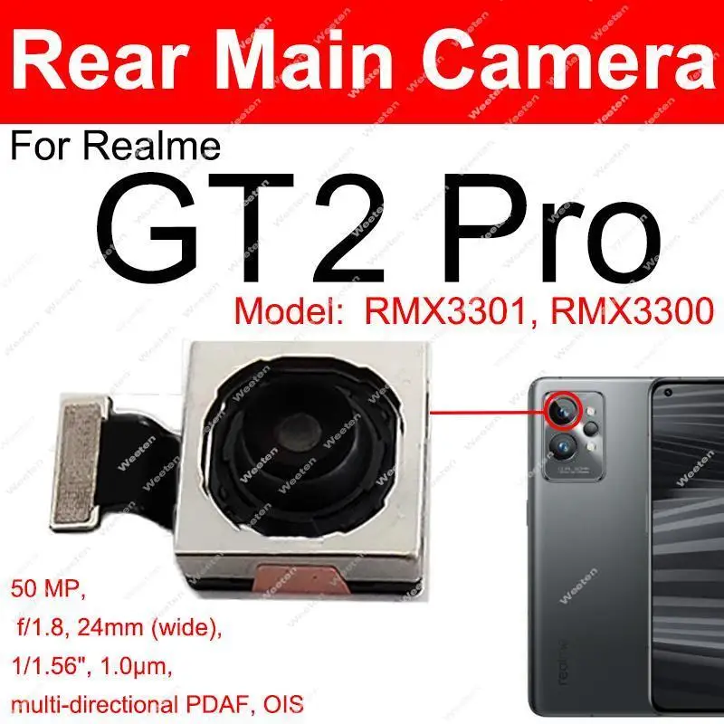 Модуль камеры для Realme GT 2 Pro, задняя/передняя селфи-камера, шлейф, запчасти для ремонта