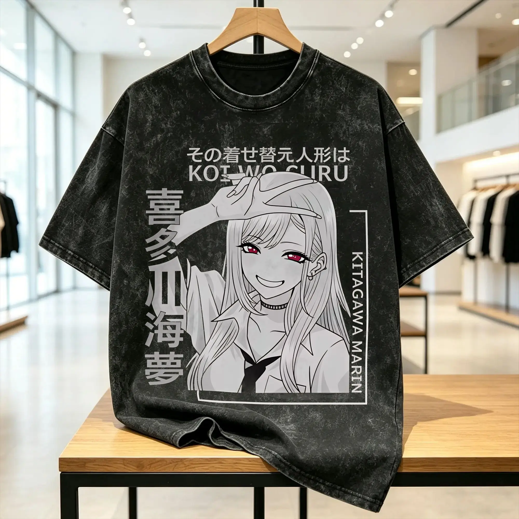 Kitagawa Marin T-Shirt for Men  Vintage Pure Cotton Tees Crewneck Short Sleeve T Shirts Big Size Tops