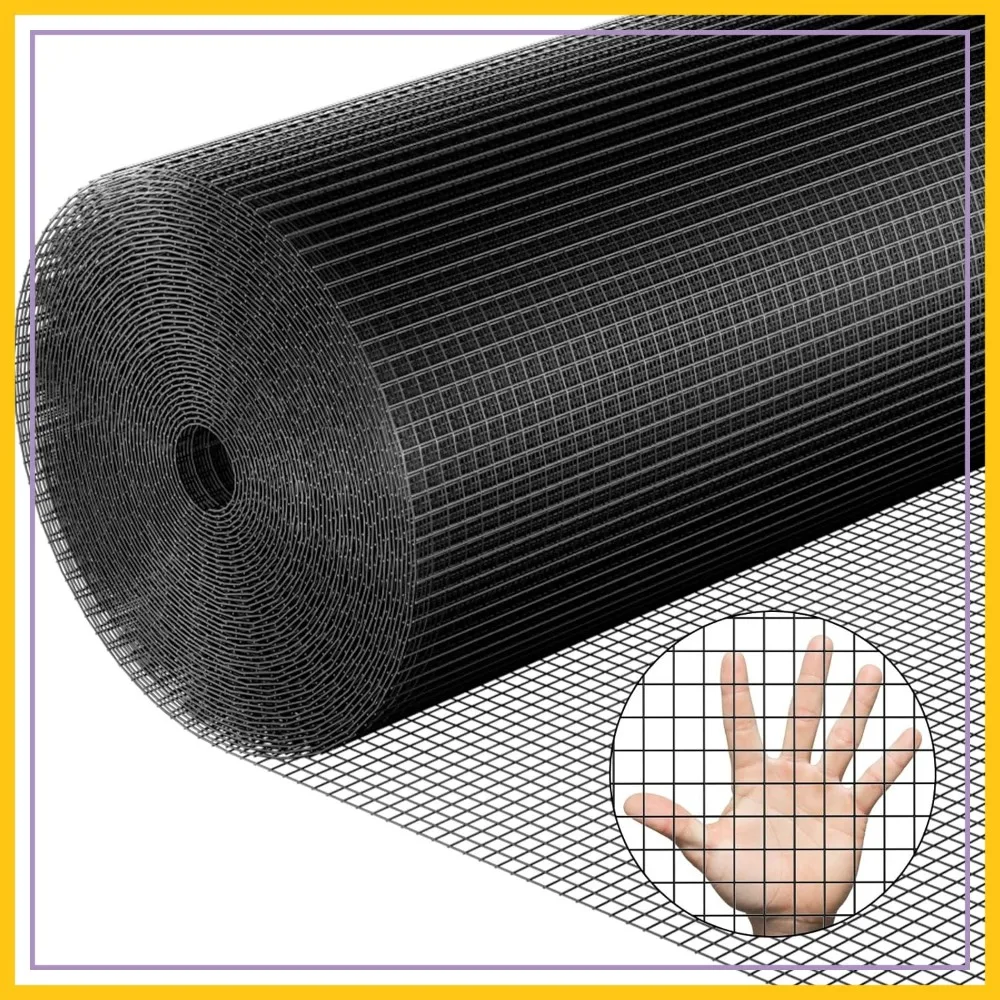 

Hardware Cloth 1/4 inch 48in x 50 ft Heavy Duty Black Chicken Wire Fencing 23 Gauge Vinyl Coated Welded Wire Mesh Roll Garden Fence Tree Guard