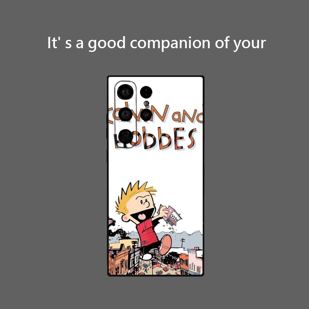 Cartoon C-Calvin And H-Hobbes Phone Case for Samsung Galaxy S24 Ultra S22 S23 Ultra S21 S20 5G Protective Soft Silicone TPU Fund