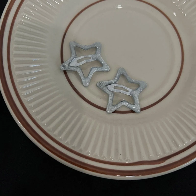 2 Buah Jepit Rambut Jepret Bintang Jepit Rambut Logam Antiselip Aksesori Rambut Wanita Dropship