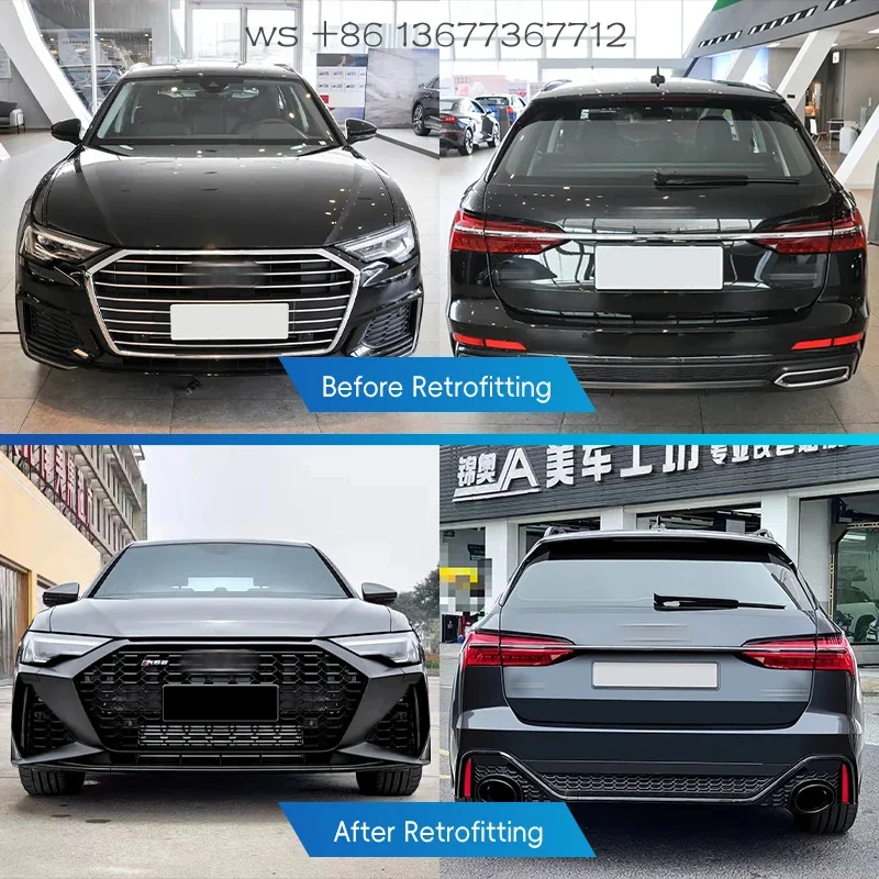 

Factory hot salesRS6 Car Modification New Front and Rear Bumper Body Kit with Grille Car Upgrade for 2019-2024 AD A6