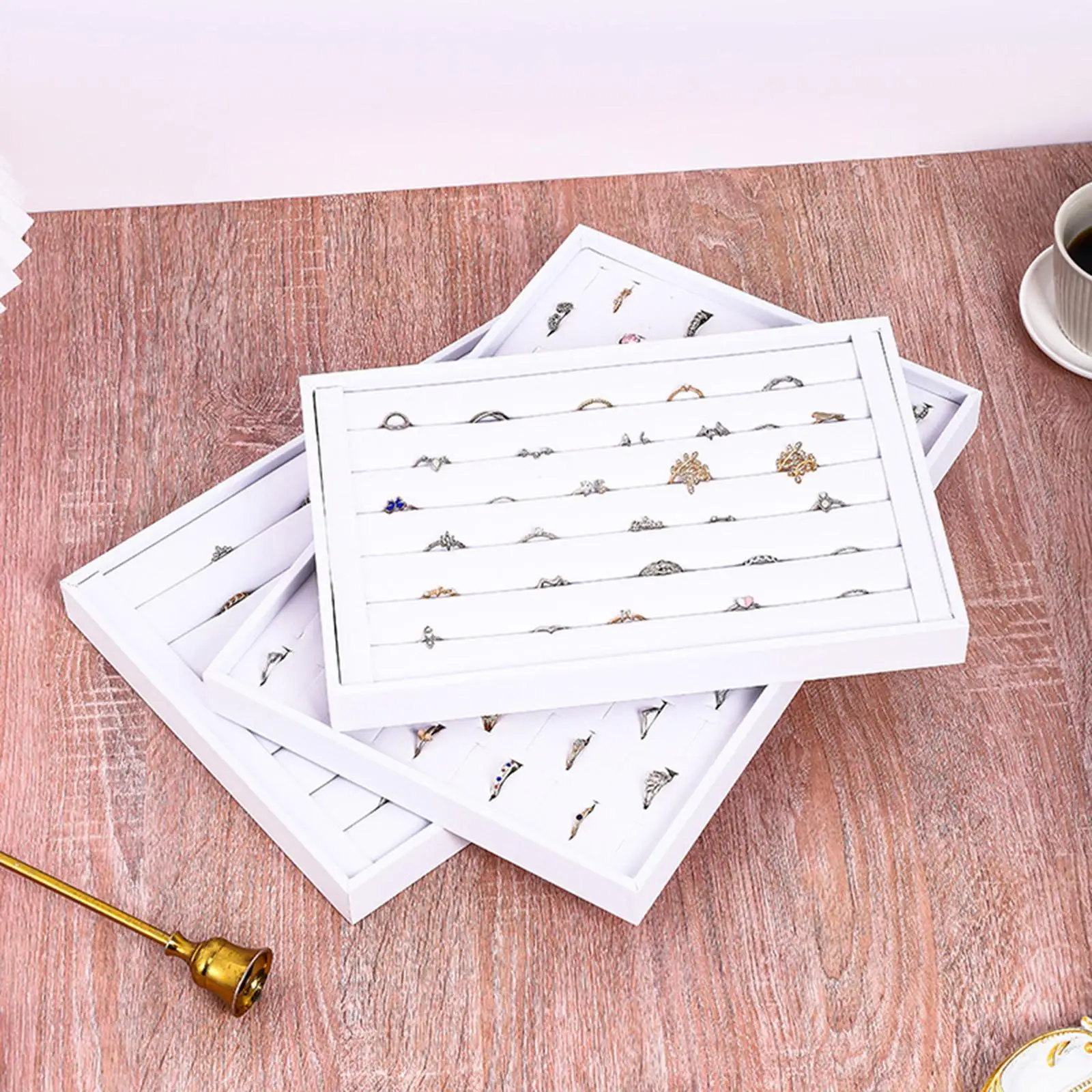 صينية المجوهرات، صينية عرض منظم المجوهرات لعرض كونترتوب غرفة النوم المنزلية، 7 فتحات، صينية حلقات