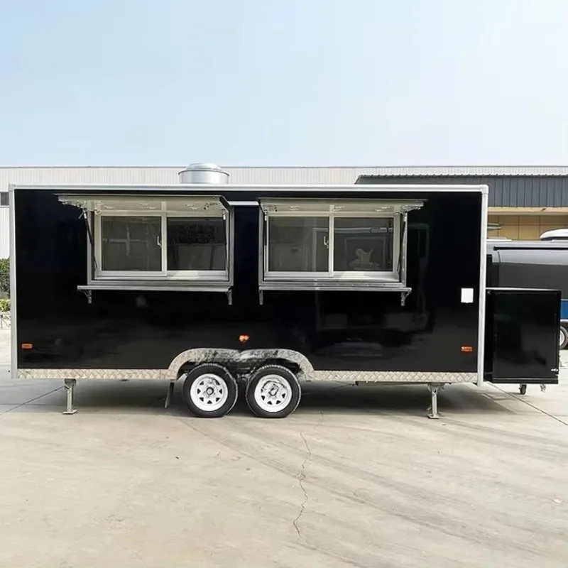 Food Truck for Sale Towable Food Trailer with Coffee Trailer BBQ Cart for Events and Street Catering
