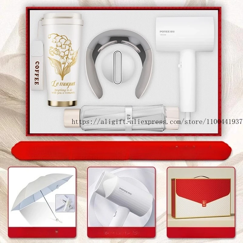 

Premium Custom Business Gift Set Practical Souvenir for Employees/Clients Luxury Umbrella + Hair Dryer Combo