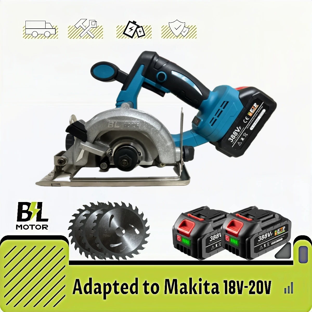 

New 5 Inch Cordless Electric Circular Saw W/ 3PCS Blades 18V 125mm Brushless Wood Cutting Power Tool Set Suitable Makita Battery