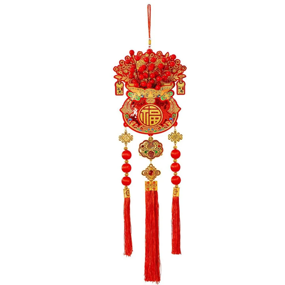 

Lucky Bag Shape Chinese New Year Decoration Traditional Design Three-dimensional Spring Festival Pendants Glitter Sequins