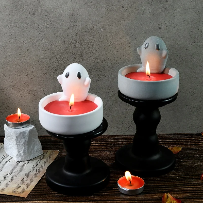 DIY Suspended Little Ghost Candlestick Silicone Mold Aromatherapy Gypsum Candle Pendant Resin Epoxy Mold Home Decoration Storage