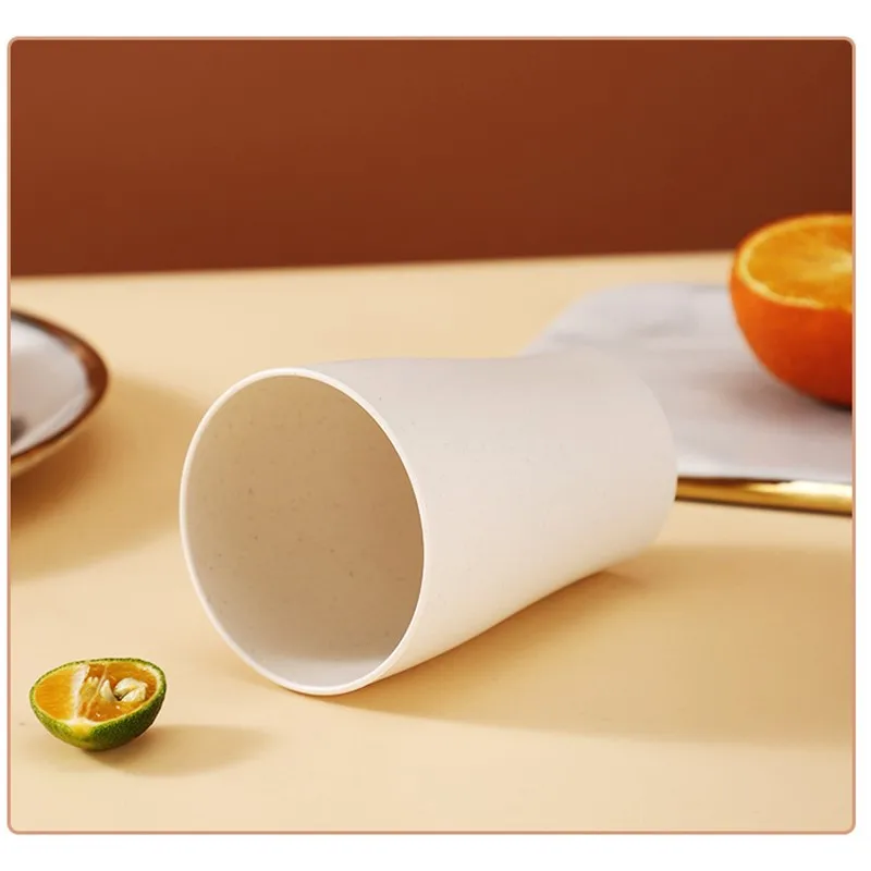 400ml Multi Color Wheat Straw Household Drinking Cup Children's Plastic Mouthwash Simple Anti Drop Drinking Toothbrush Cup A5
