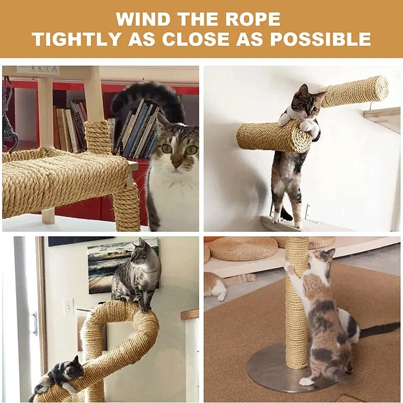Katze Scratcher Seil DIY Natürliche Sisal Seil Spielzeug Katzen Pfote Klaue Möbel Schutz Katze Baum Turm Klettern Rahmen Bindung Seil – Detail 5
