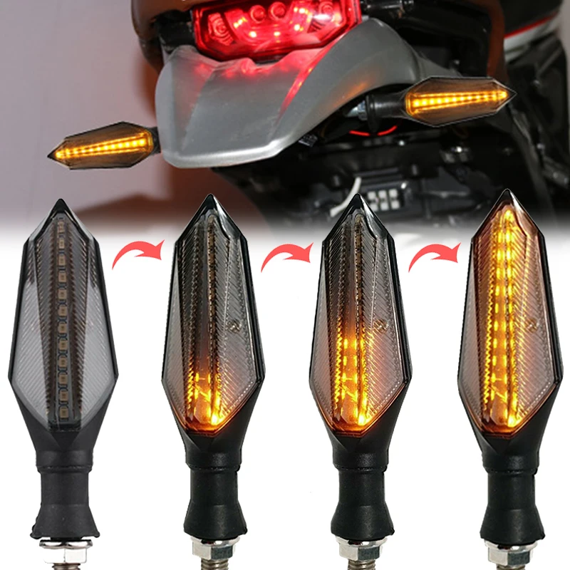 

4Pcs LED Two Color Motorcycle Taillight Running Water Turn Signal Indicator Motorcycle Refitting Steering Light Moto Accessories