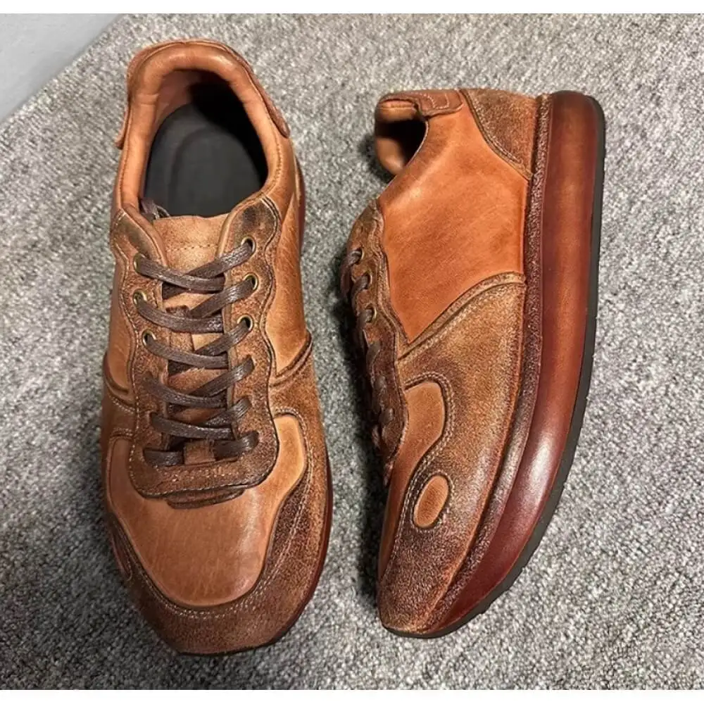 Luxury Brown Leather Suede Sneaker – Handcrafted, Everyday Comfort & Timeless Elegance