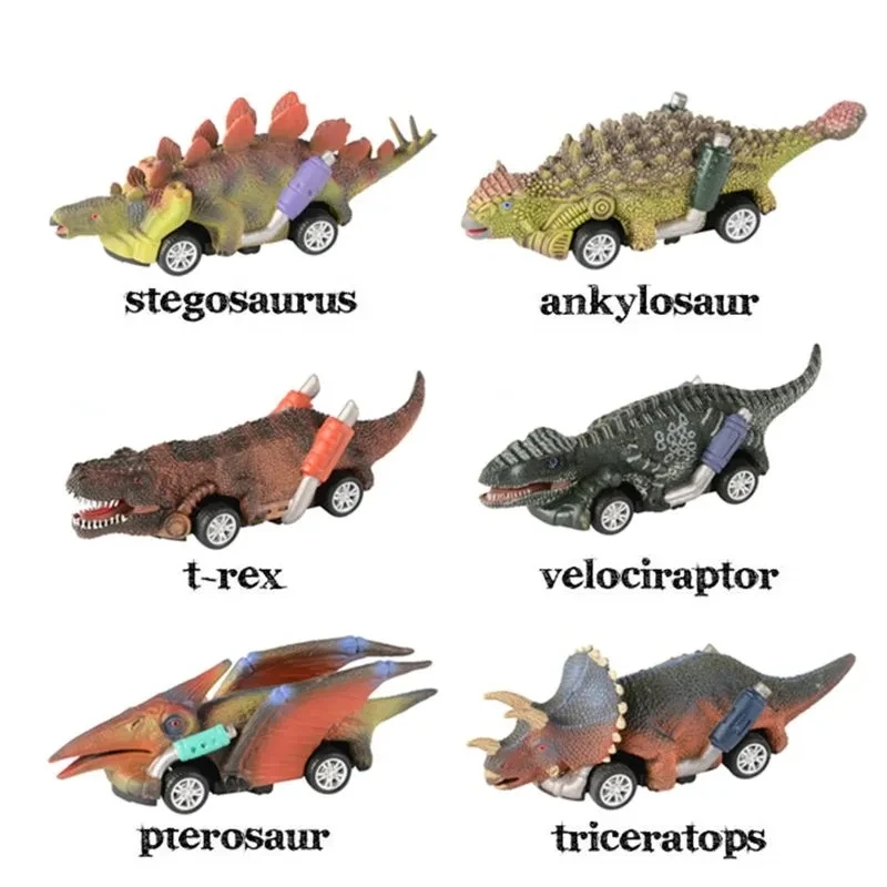 Dinosaurs Pull Back Car Model Kid Tyrannosaurus Rex Triceratops Action Simulation Animal Model Inertial Car Toys for Baby Kids