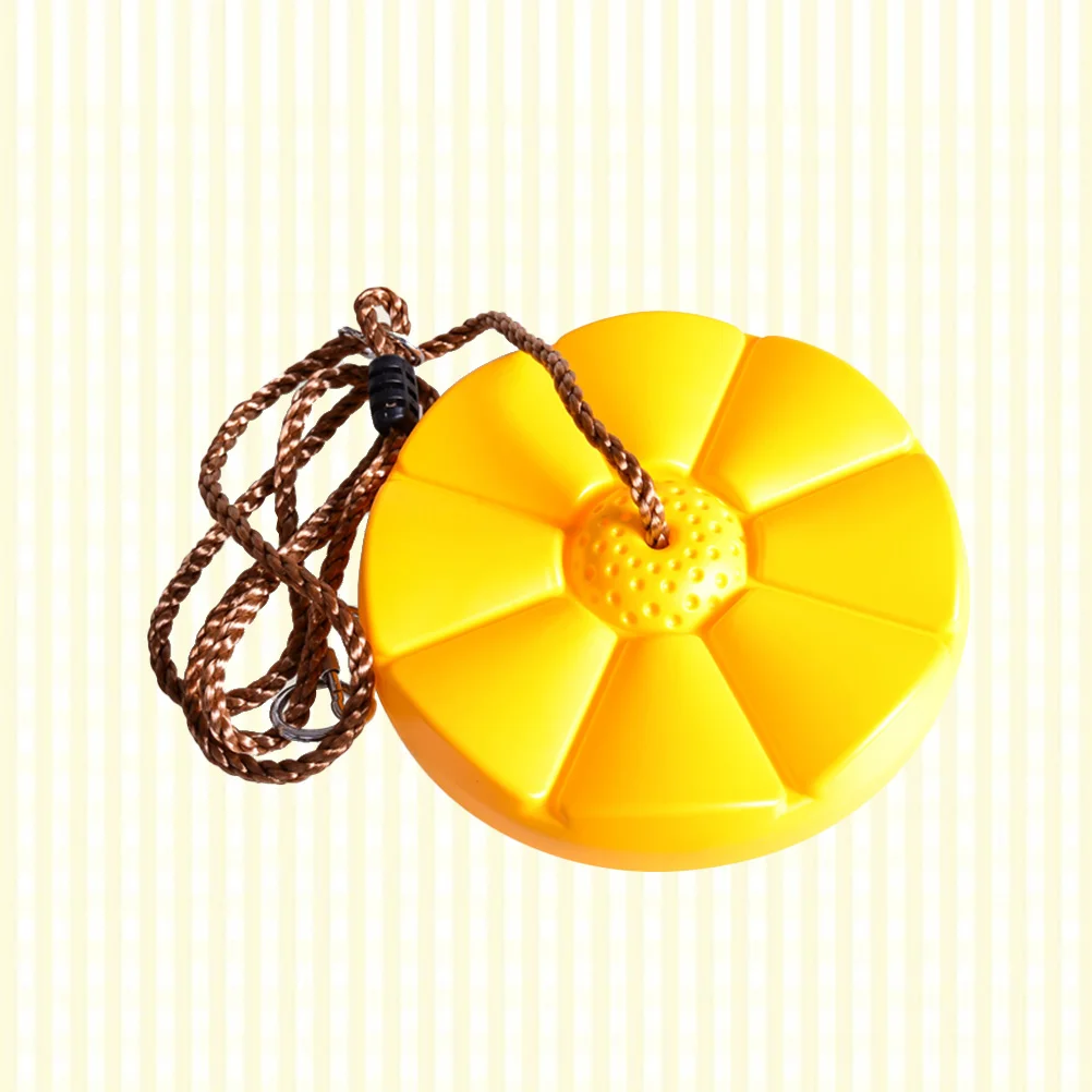 Bright Color Round Disc Swing Seat Children Non-slip Disk Swing with Rope Kids Climbing Swing Toy (Yellow)