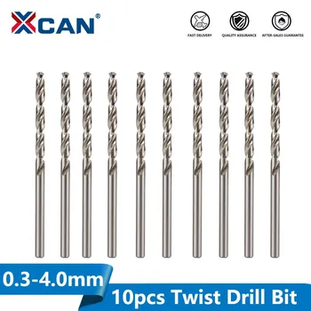 XCAN 10 stks 0.3-4.0mm Hoge Snelheid Staal Mini Spiraalboor Set Voor Dremel Rotary Tool Hout/Metalen Gat Cutter Mini Boor