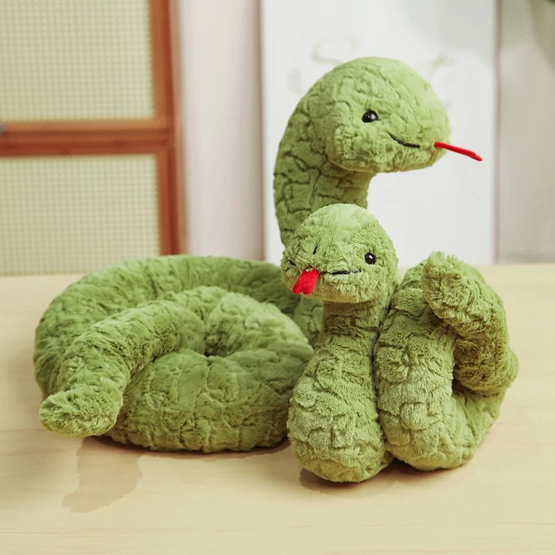 Green Sticking Tongue Outcartoon Steve Snake Soft peluche Animal Toy Cute New Funny Snake Holiday regalo di compleanno per bambini