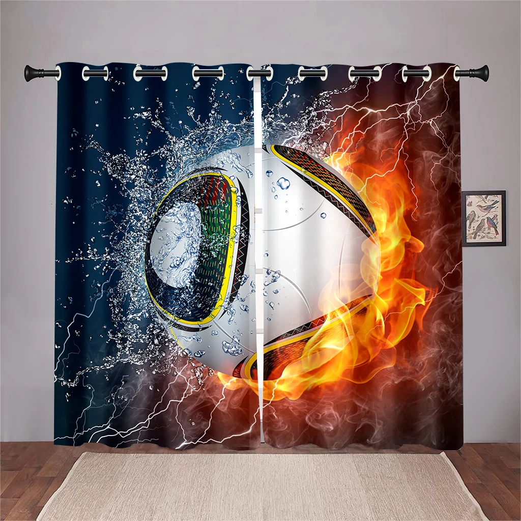 Football Playing Field Football Shooting Curtains 2 Panel Football Lovers Home Living Room Bedroom Den Kids Room Decor Curtains