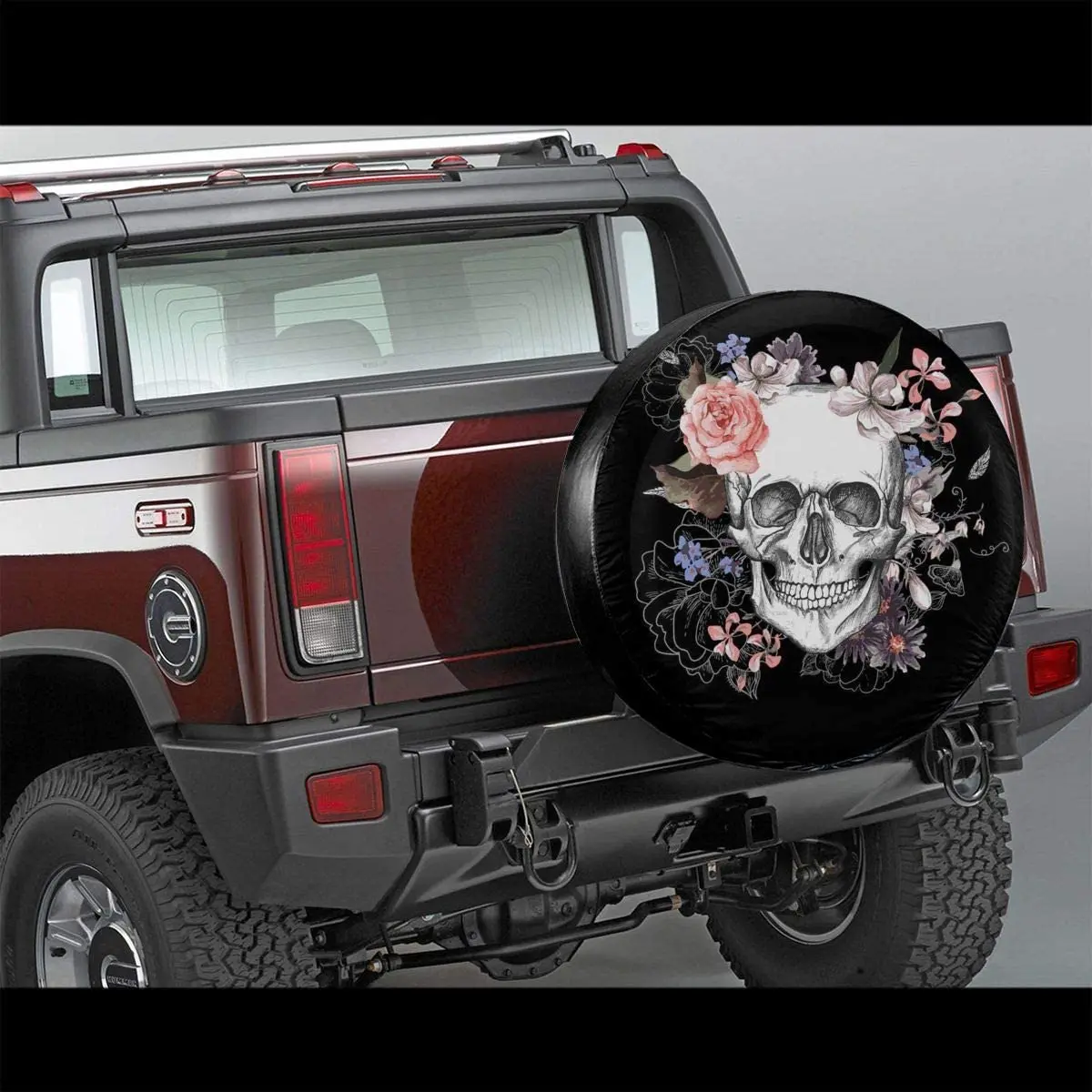 Spare Tire Cover Pink Floral Sugar Skull Flower for Car Trailer Rv Truck  Sunscreen Dustproof Corrosion Proof Wheel Cover