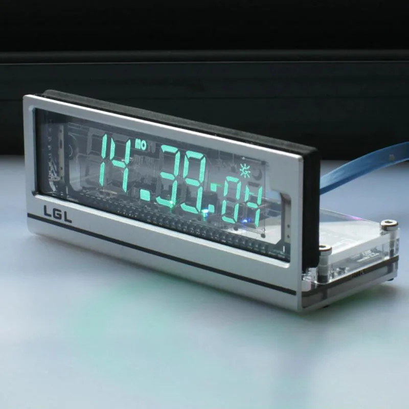 VFD Clock Vacuum Fluorescent Display Alarm Timer Wireless Network Time Sync RGB Ambient Light USB Frosted Aluminum