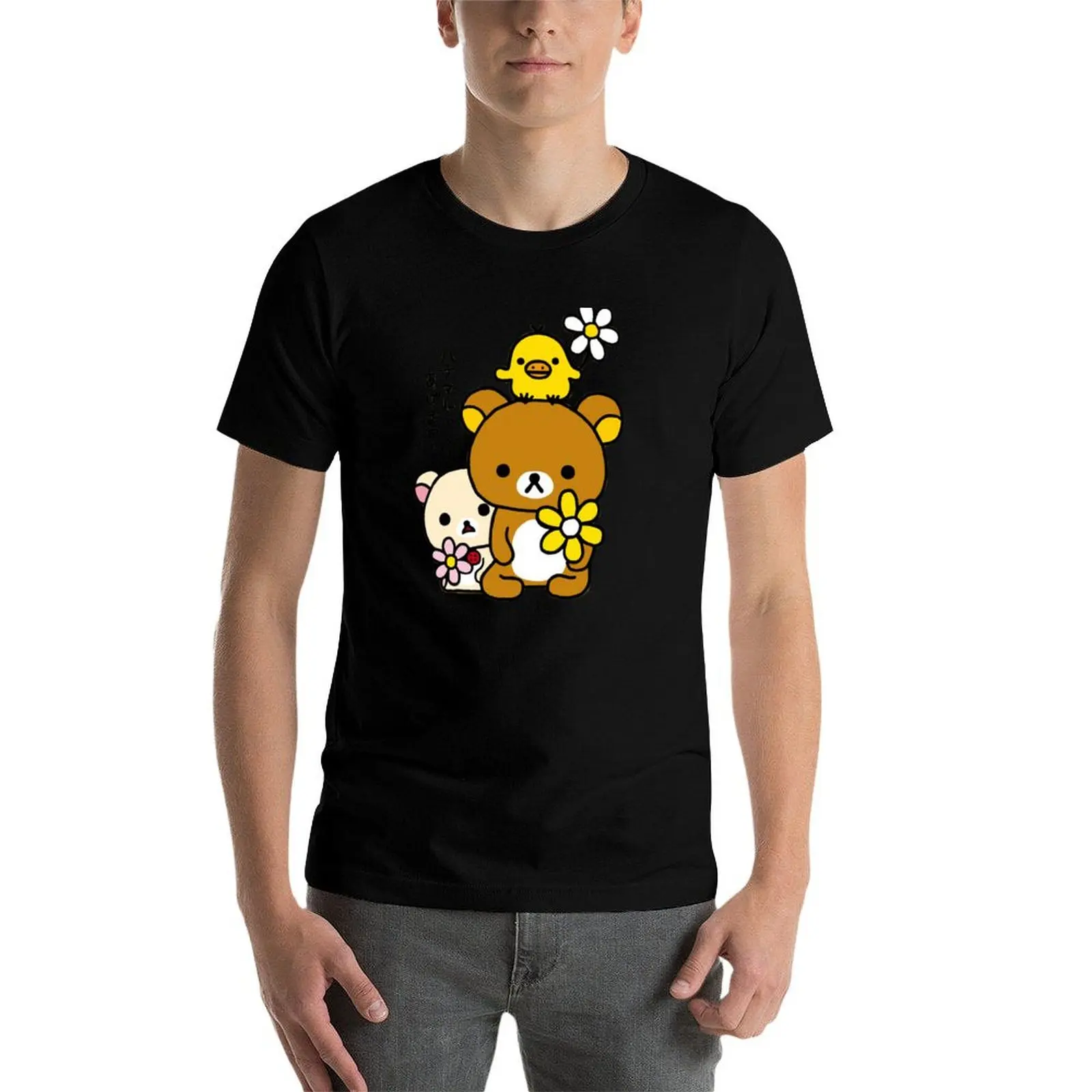 

Copy of Rilakkuma, Korilakkuma, Kiiroitori And Flowers T-Shirt man t shirts cotton g man t shirts for men T-Shirt