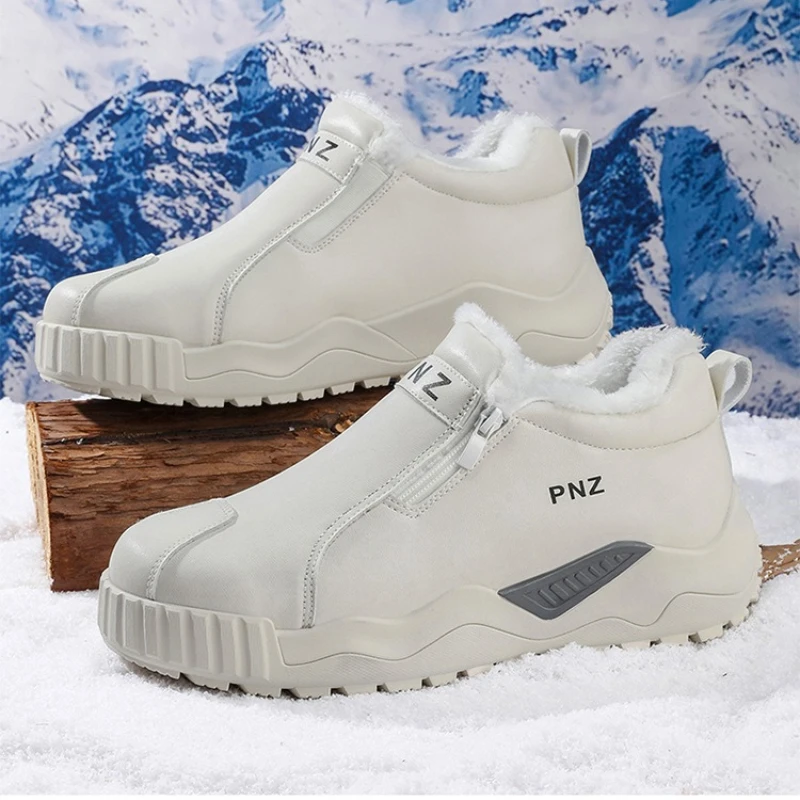 2026 New Snow Boots Winter Men's Shoes Barefoot Ankle Boots Men Snow Sneakers Outdoor Hiking Shoes Fur Warm Plush Male Boots