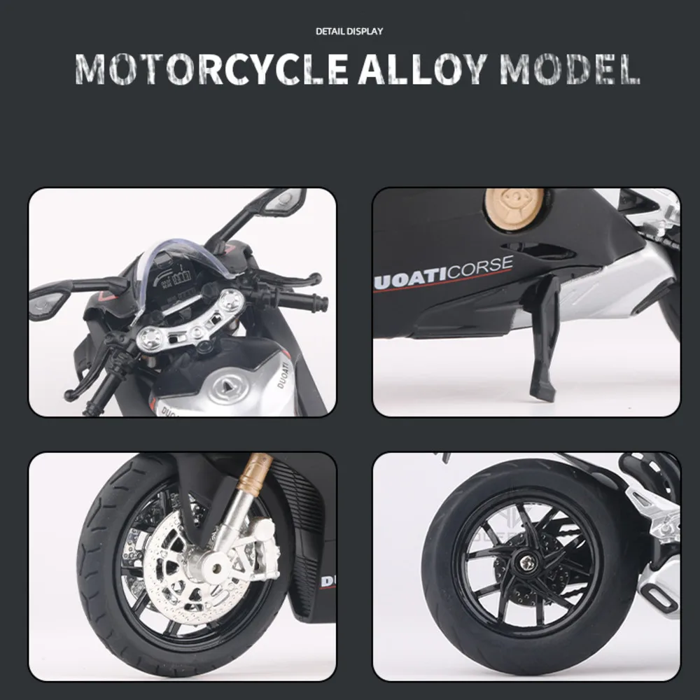 1/12 Sacle V4S Panigale Motorcycle Toy Car Model Metal Vehicle Body Alloy Diecast Sound Light Birthday Christmas Gift Children