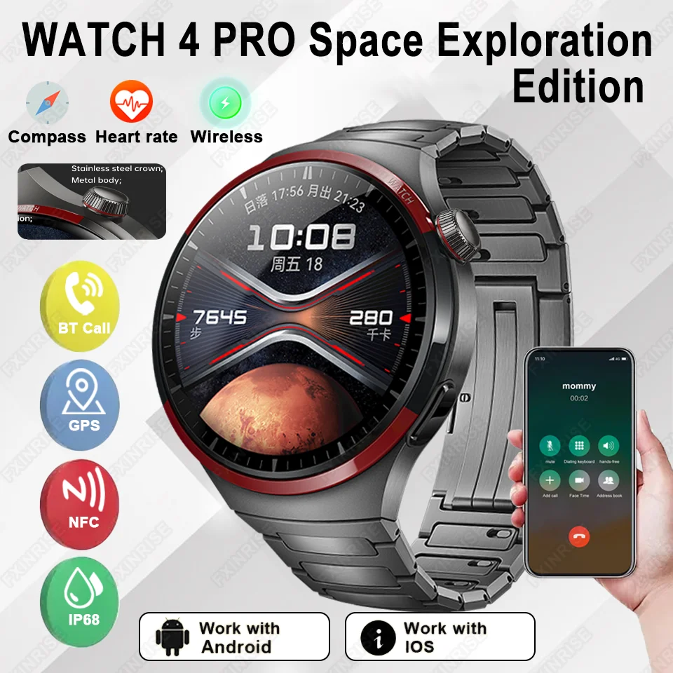 

For Huawei WATCH 4 PRO Smart Watch Men Space Exploration Edition Bluetooth Call NFC GPS Heart Rate Sports SmartWatches 2024 New