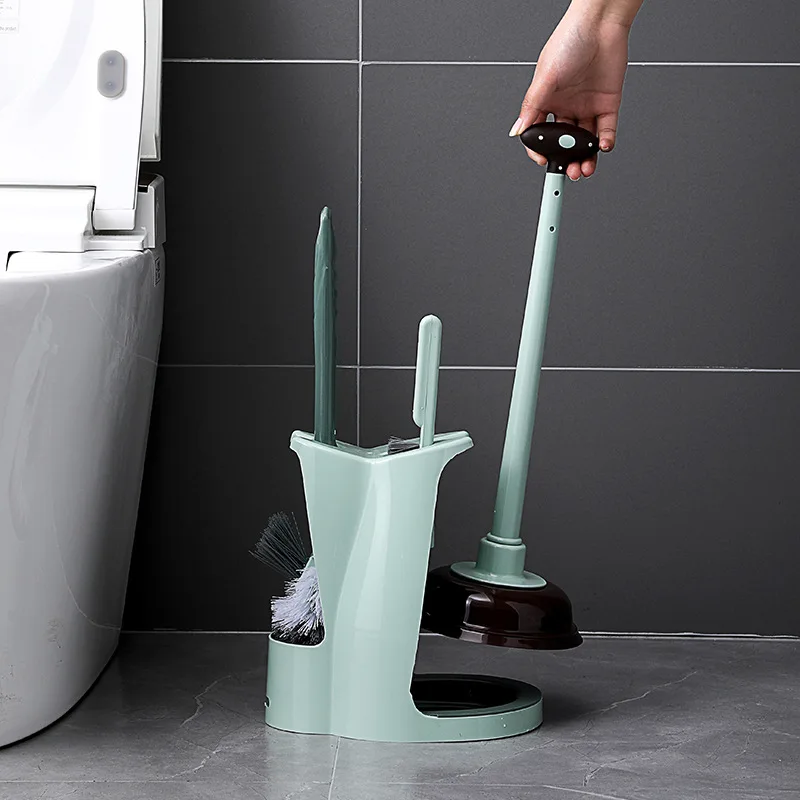 Toilet Plunger Brush Set with Base Drainable Pipe Cleaner for Bathroom