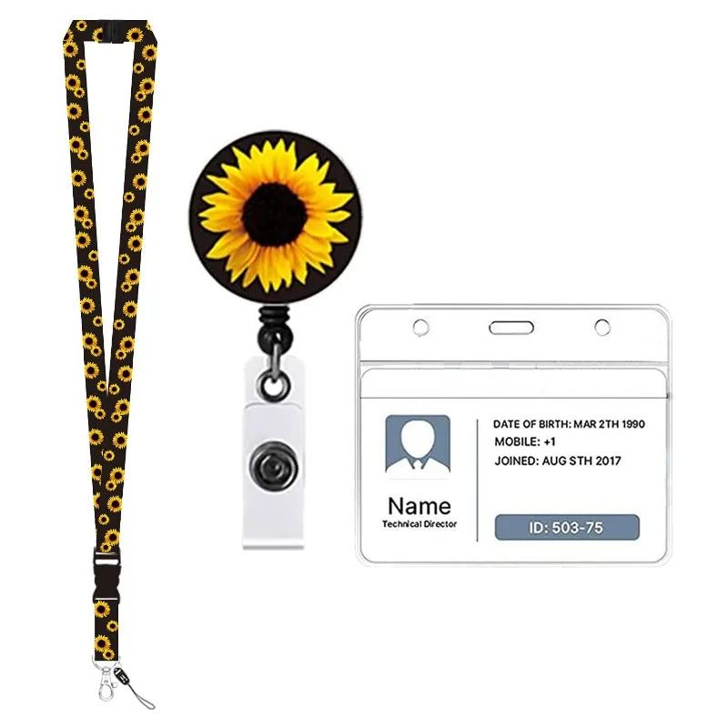 1pc Sunflower Summer Hot Style Hidden Disability Key Chain Lanyard Gifts For Friends Phone USB Badge Holder Necklace