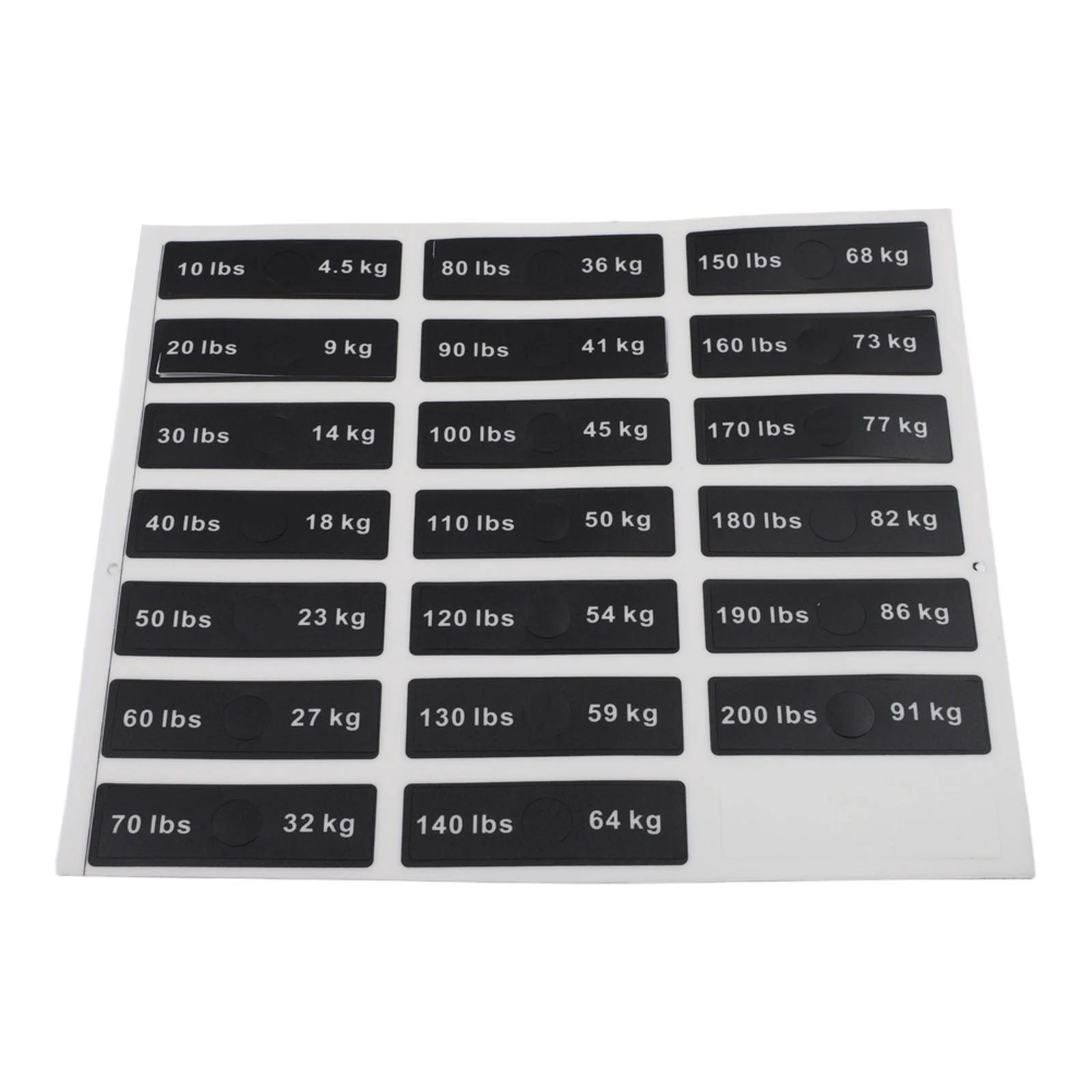 Fitness Equipment Stickers Weight Stickers For Fitness Tracking Colorful Weight Block Stickers 4.5kg-91kg 10 Lbs-200 Lbs