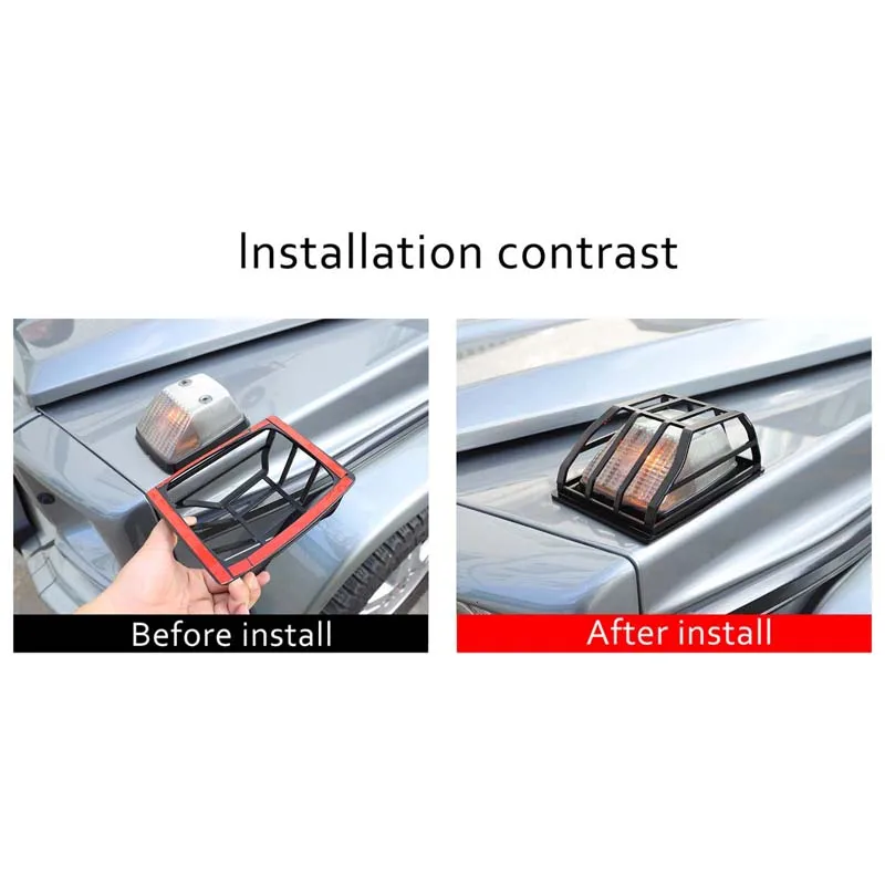 

Для Mercedes-Benz G-Class W463 2004-2018: Защитная накладка/рамка из углеродистой стали для передних боковых габаритных фонарей, аксессуары