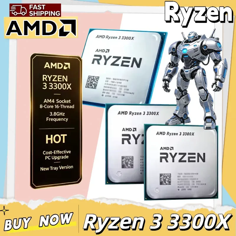 AMD Ryzen 3 3300X 3.8GHz Quad Core Eight Thread 65W CPU Processor L3 16M Socket AM4 65W Bulk Desktop Gaming Pro Max 4K Ultra