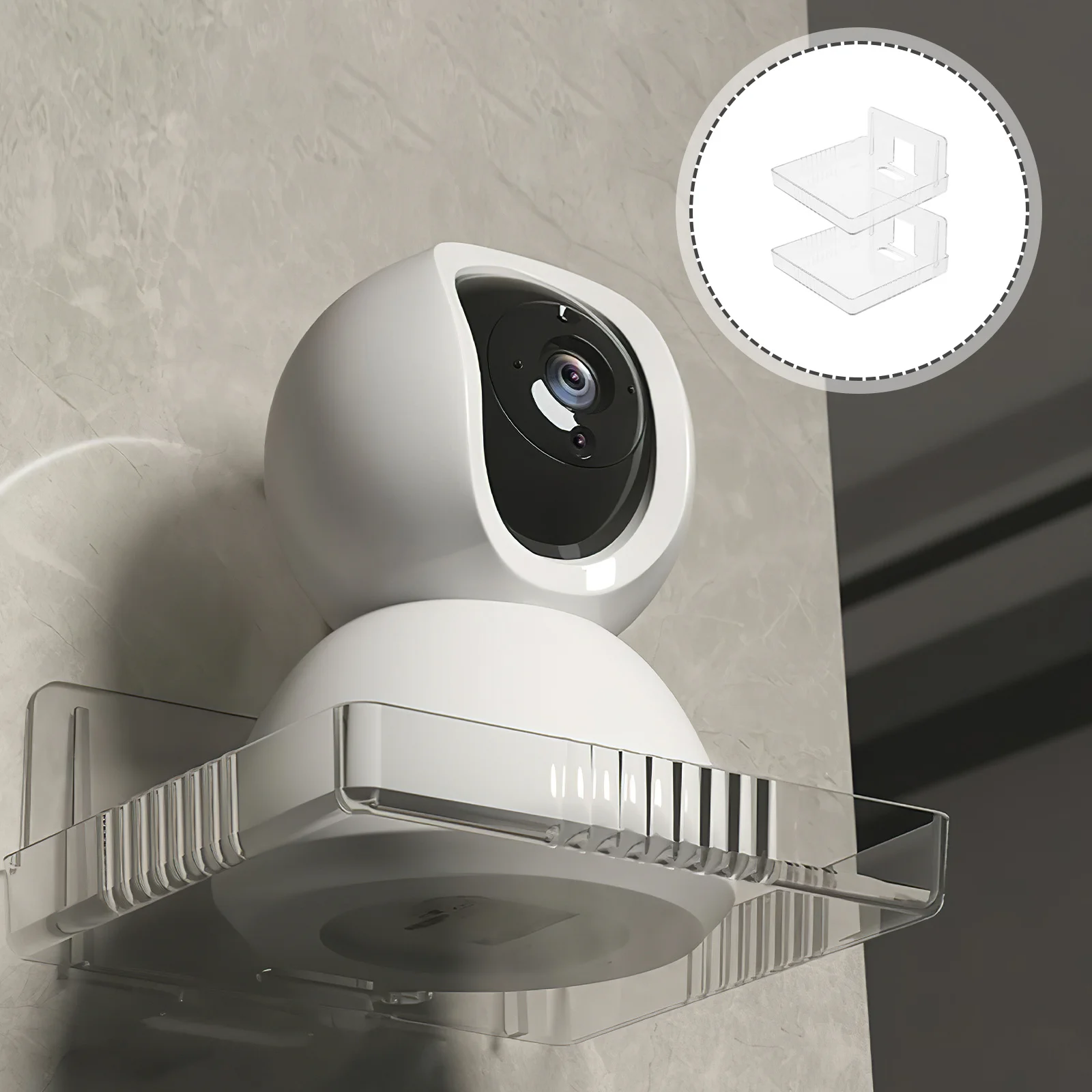

2pcs Wall Mount Shelf For Security Camera Monitor Holder No Drill Transparent Shelf Router Speaker Storage Bracket