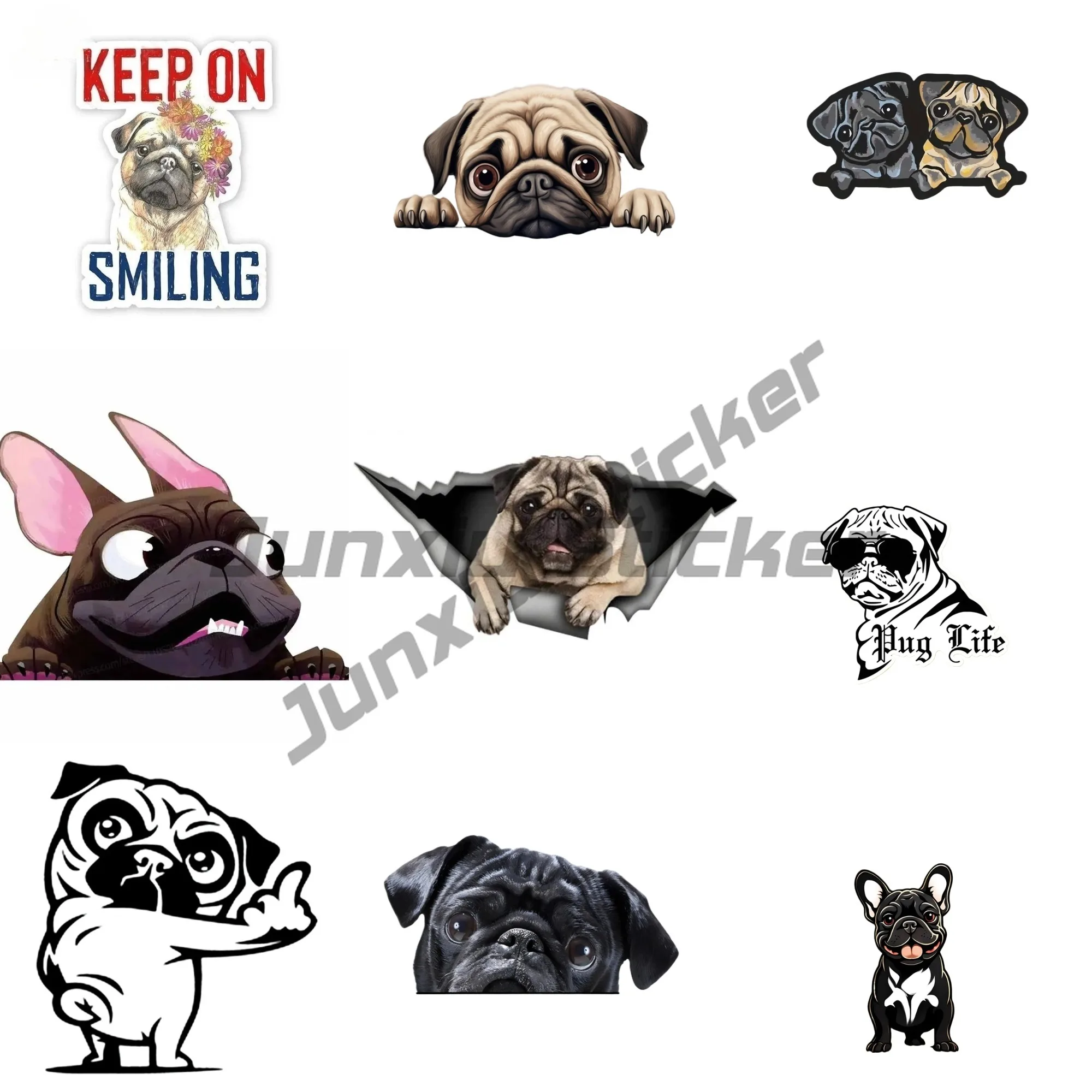 

Car Stickers Waterproof for Keep on Smiling Pug Motorcycle Campervan Funny Graffiti Sunscreen Sticker