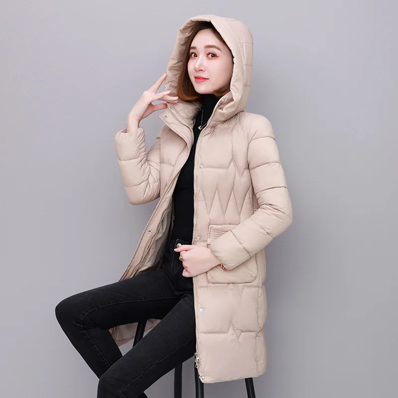 Women\'s Clothing Winter Hooded Warm Coat Slim Comfort Casual Jacket Female Overcoat Medium-long Parkas Mom Fashion Outerwear