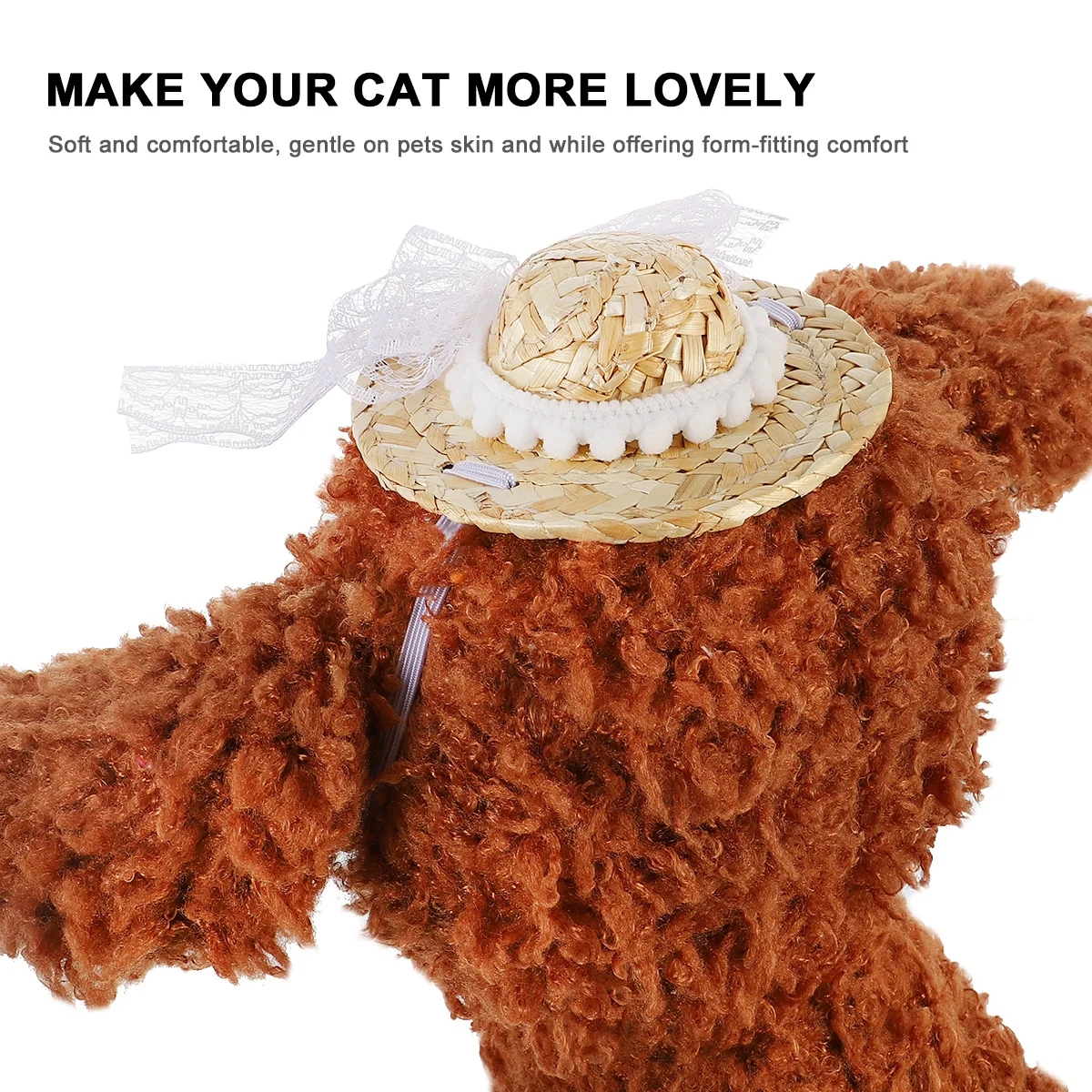 

Adorable Straw Woven Pet Hat Soft Cat Headdress Charming Photo Prop For Daily Wear And Parties