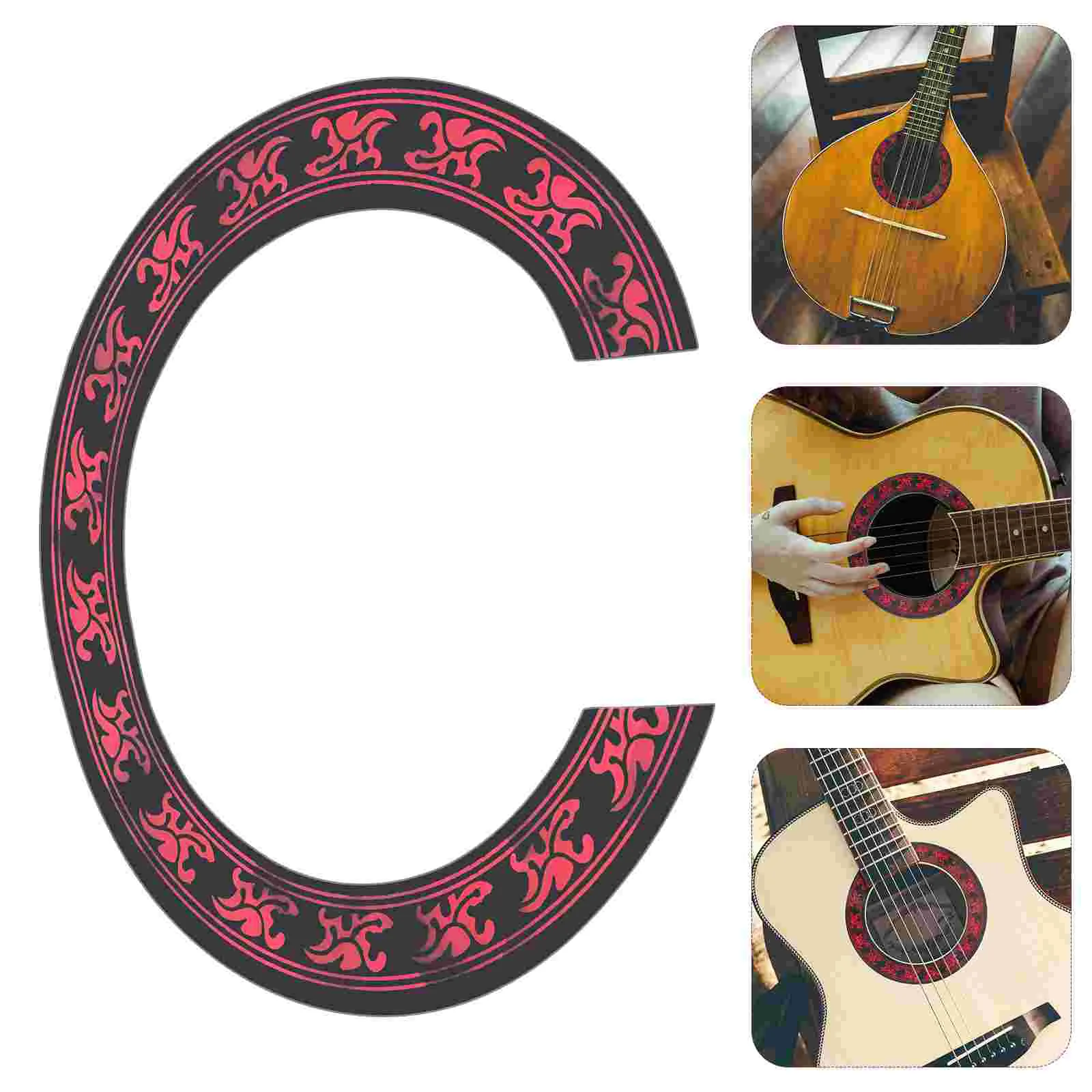 Guitar Decals Acoustic Accessory Sound Hole Rosette Self-adhesive Inlay Sticker for Pvc