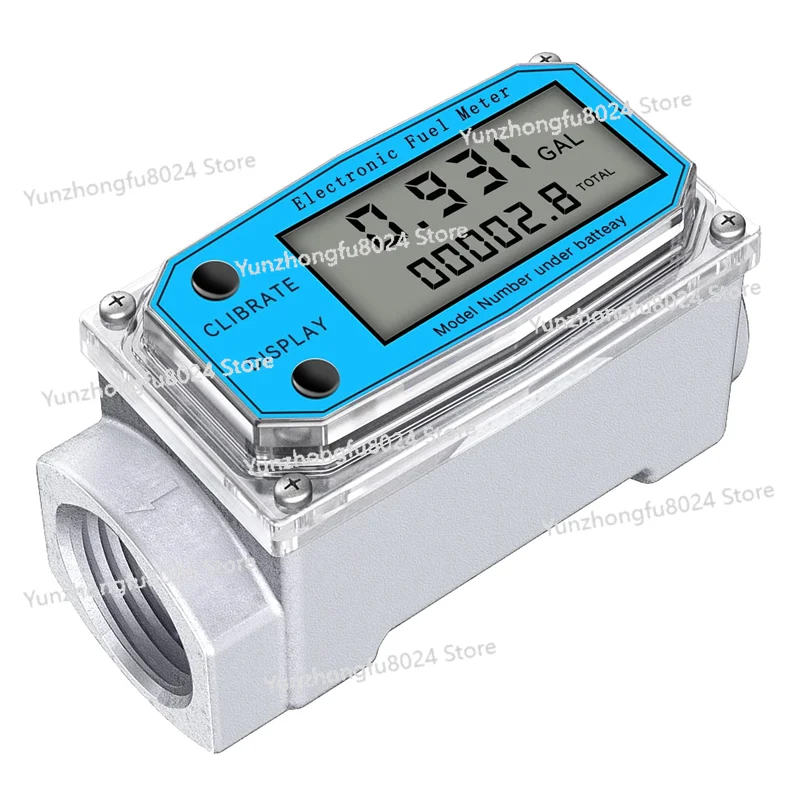 

Digital Turbine Water Flow Meter Digital LCD Display with NPT Counter and Thread Gas Oil Fuel Flowmeter (1 Inch)