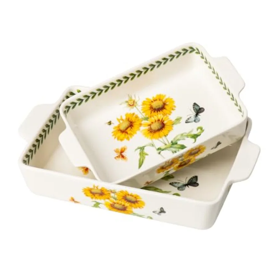 

ONCCI In-Glaze Ceramic Baking Dish Set of 2 - Rectangular with HandlesSingle Serving Size Casserole dishes 10.8*7.99in and 8.58