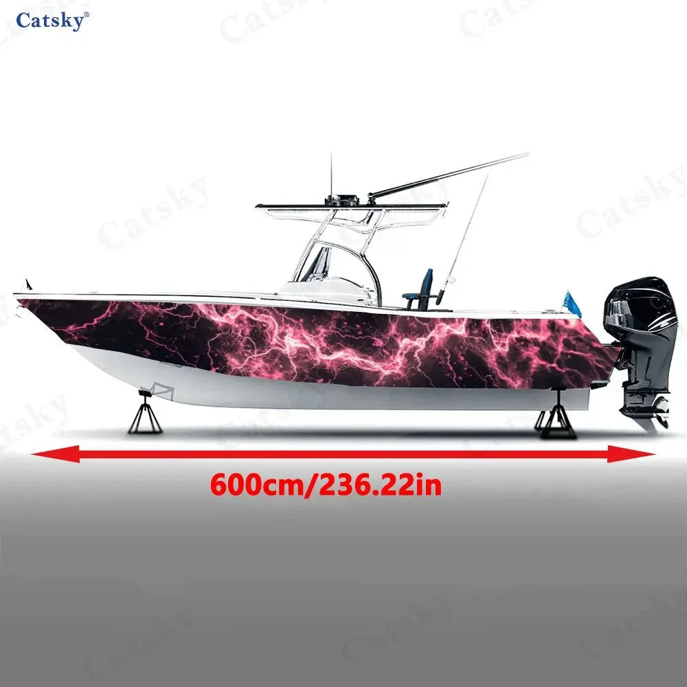 Colorful Pink Lightning Trend Eye Catching Cool Boat Sticker Vinyl Ship Pontoon Deck Boat Fishing Decorative Pontoon Boats Decal