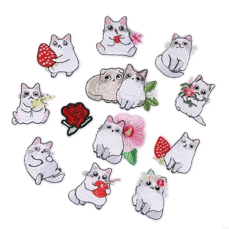 12 PCS CATS WHITE CATS PATCES PATCES PATCES IRON ON