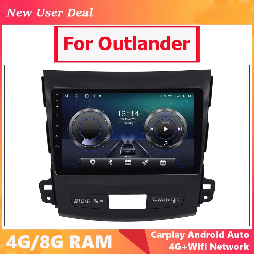 Car Radio Head Unit For Mitsubishi Outlander 2006 2007 2008 2009 2010 2011 2012 2013 With Android 12.0 Gps Carplay Touch Screen