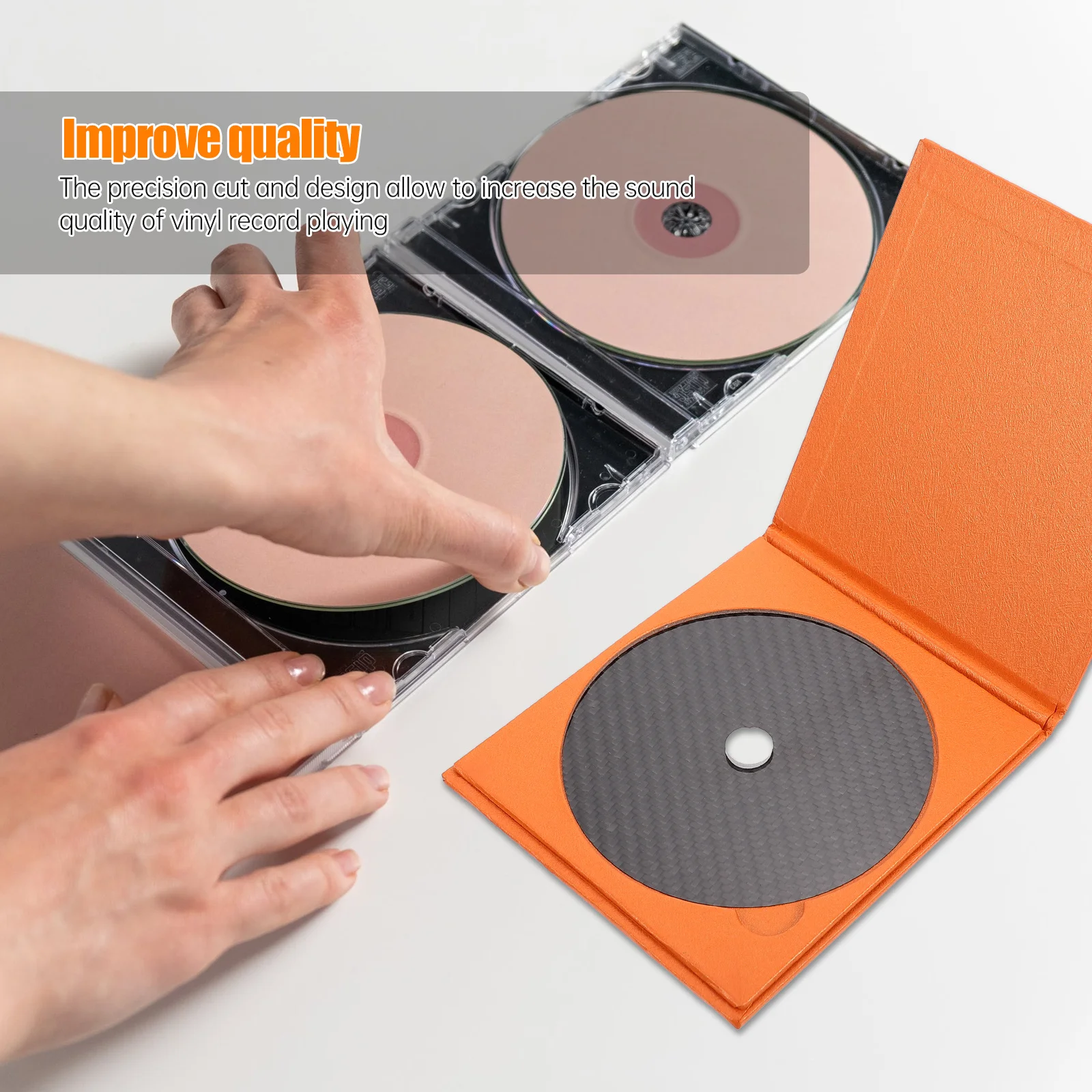 Carbon Fiber Cd Platter Mat Cf-Cd.2 Compact Disc Tuning Cushion High Quality Vibration Reduction Disc Protection Ideal Gift Home