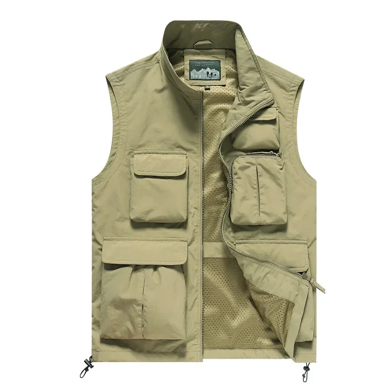 MaiDangDi High Necked Sleeveless Men's Vest Nylon Workwear Style Outdoor Mens Jacket Sports Leisure Multi Pocket Male Clothing