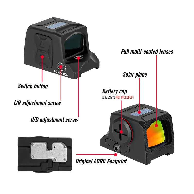 2026 SELL SPECOPTICS Solar Reflex Red Dot Sight Multi Reticle Zero Adjustable Metal Housing Tactical Hunting Optic