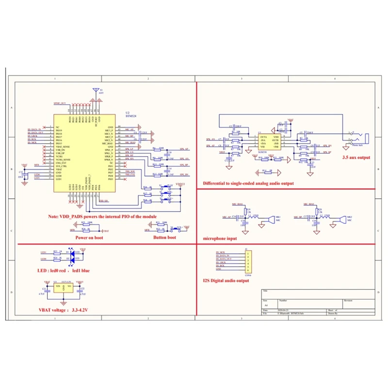 Módulo Bluetooth BTM525 QCC5125 LDAC APTX-HD APTX-LL I2S IIS SPDIF Módulo sem fio Módulo Bluetooth