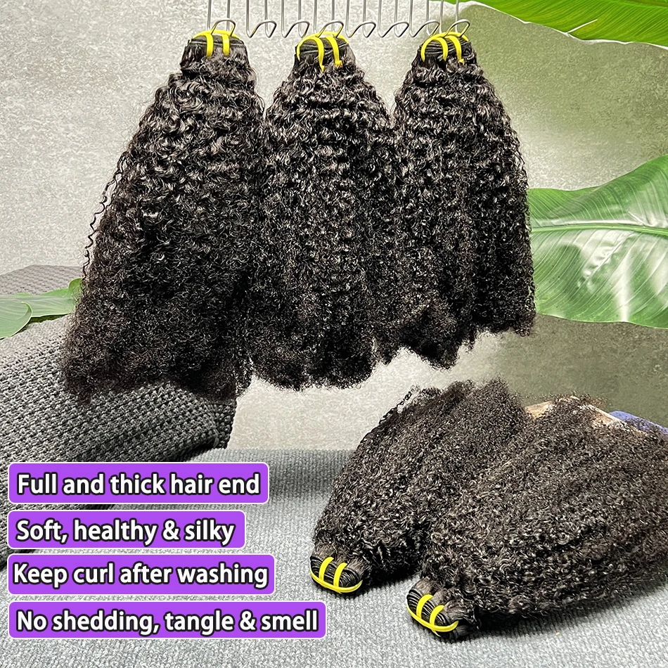 4C Afro crépus bouclés cheveux humains paquets Coily cheveux armure Extensions couleur noire naturelle non transformés cheveux vierges crus pour les femmes