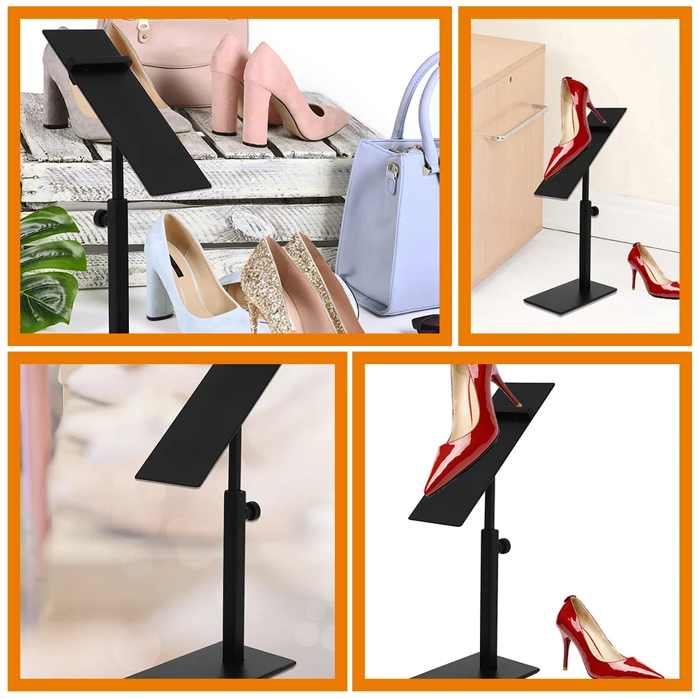 

2 pcs Black 140x50mm Stainless Steel Adjustable Shoe Display Stand Rack for High Heels Storage Shoe Shelf Home Store
