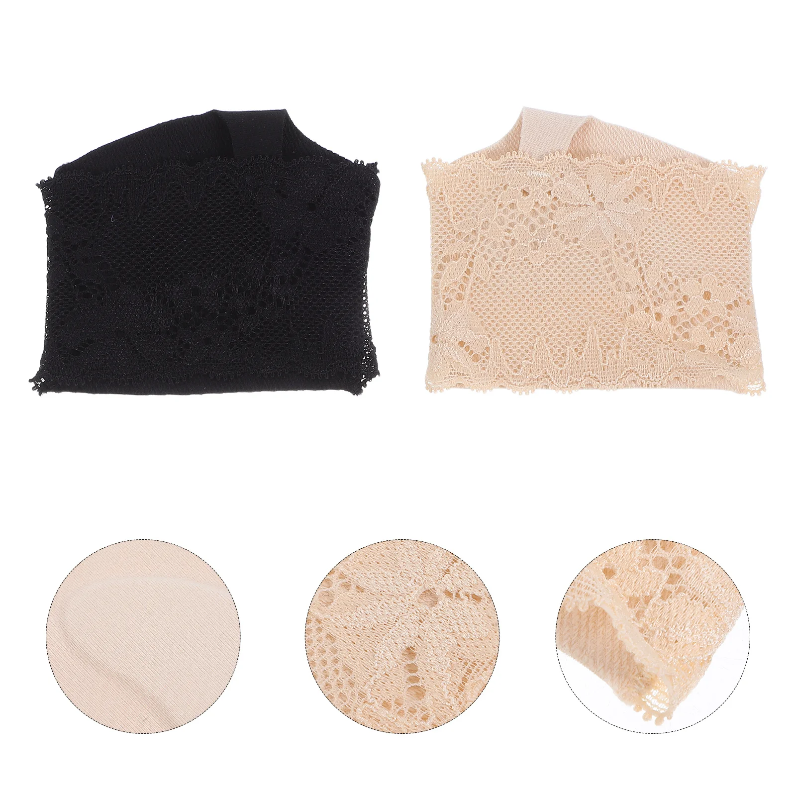 Demi-chaussettes ouvertes en dentelle pour femmes, 2 paires, coussin antidérapant, poignée antidérapante, Support métatarsien sans couture