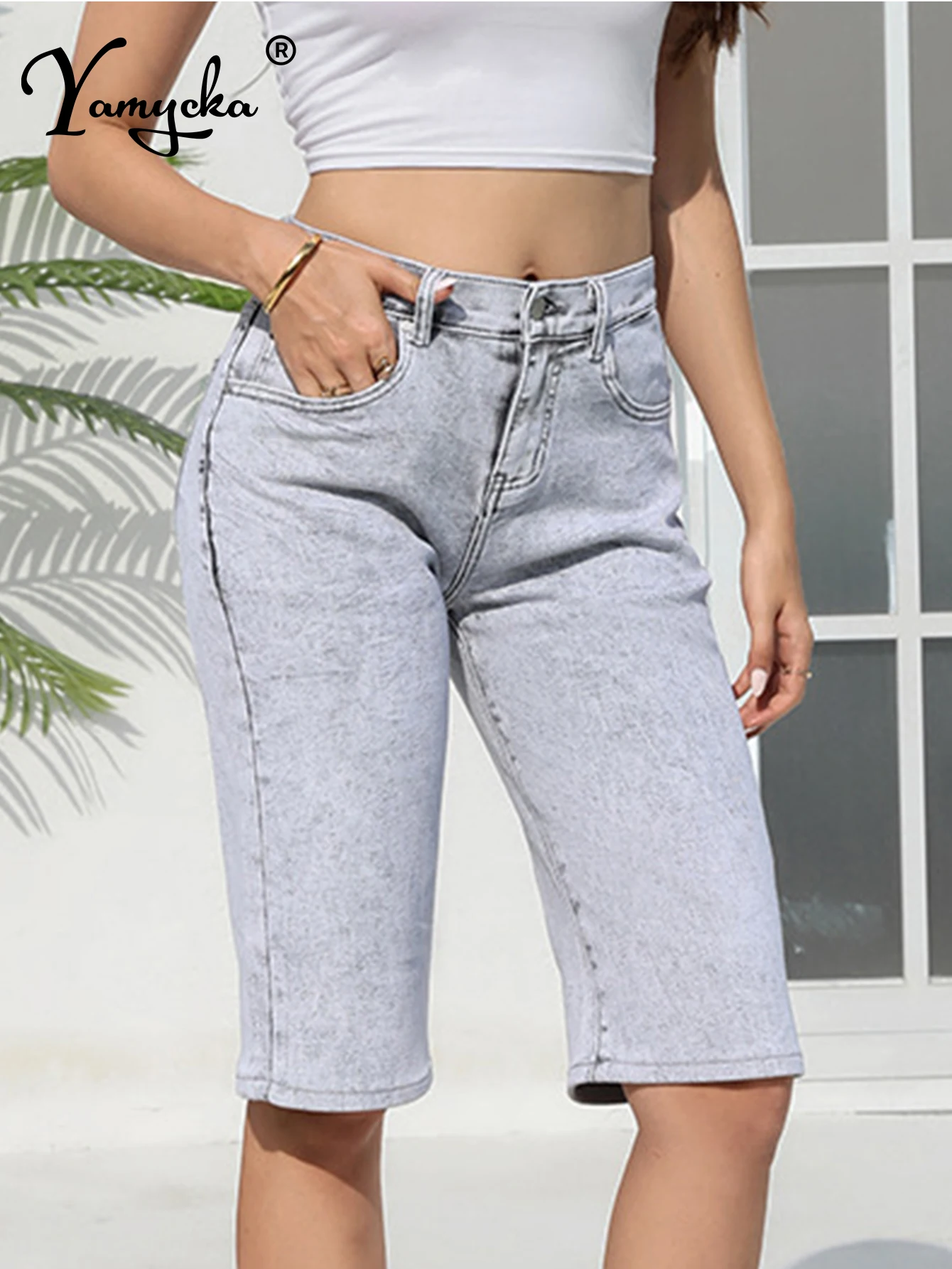 

Sexy vintage high waist jeans women summer denim straight wide leg pants jeans woman jean shorts cropped trousers streetwear hot